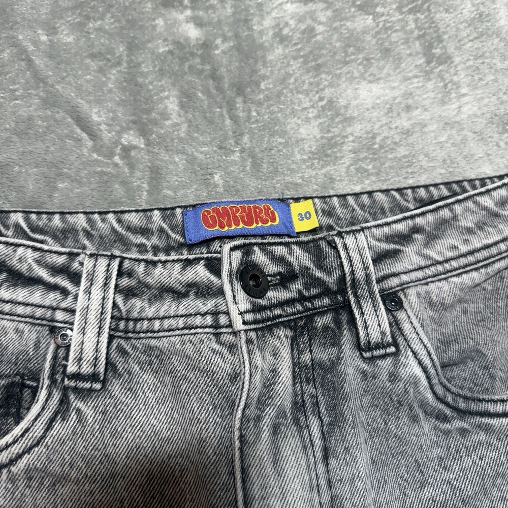 Empyre Men Shorts 30 Gray Denim Embroidered Jean Grunge Skater Baggy Y2K - Picture 5 of 8